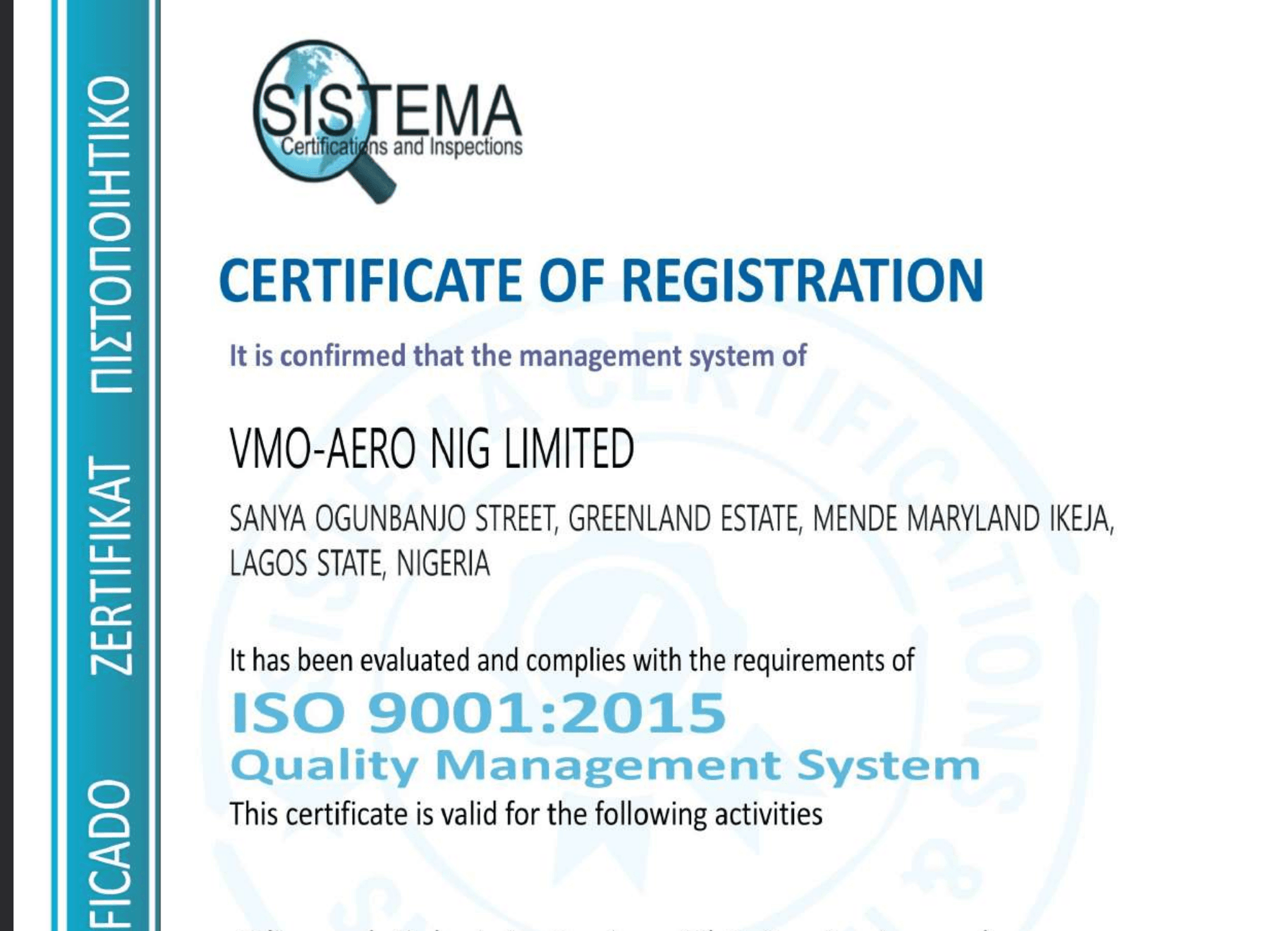 Certificate of Registration