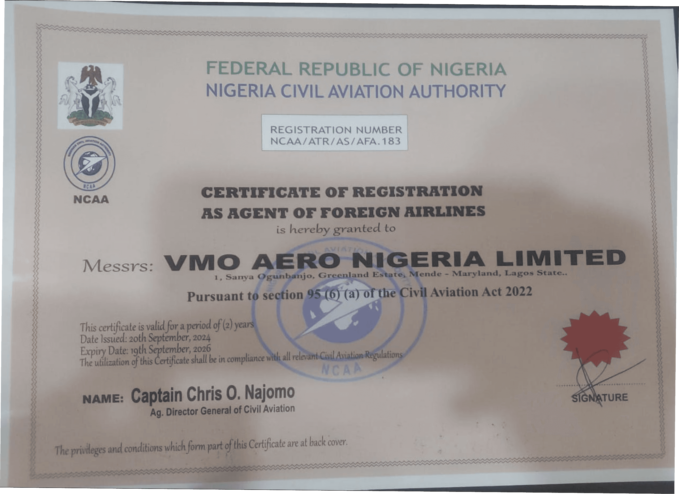 Certificate of Registration